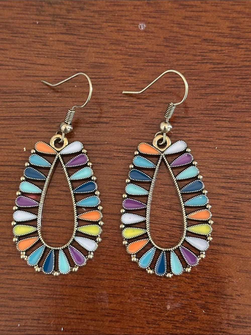 Fashion Jewelry Multicolor Teardrop Enamel Dangle Earrings